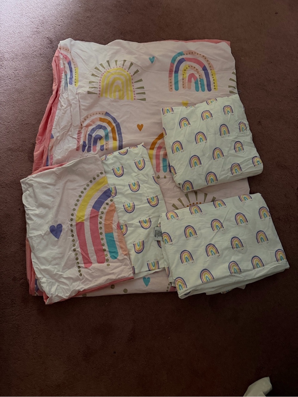Source Unknown Rainbow Print Duvet Cover Set in Pink, Yellow, Blue